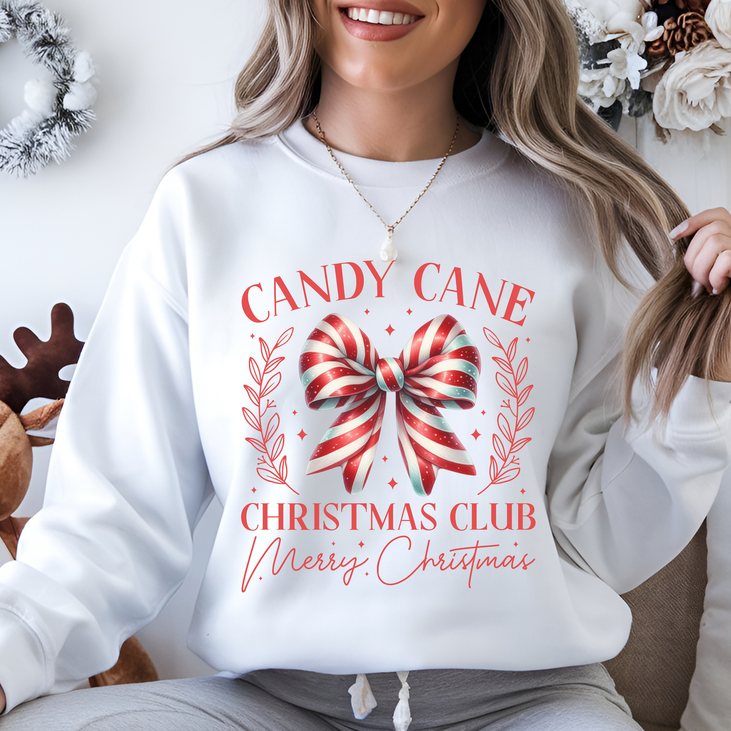 Candy cane Christmas club crewneck