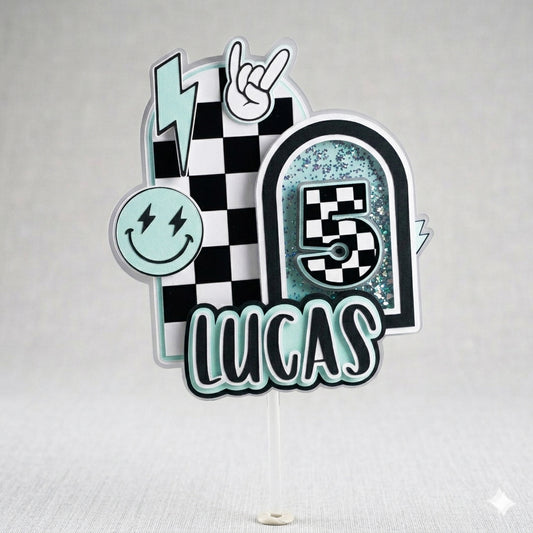 Rad Checkered Cake topper