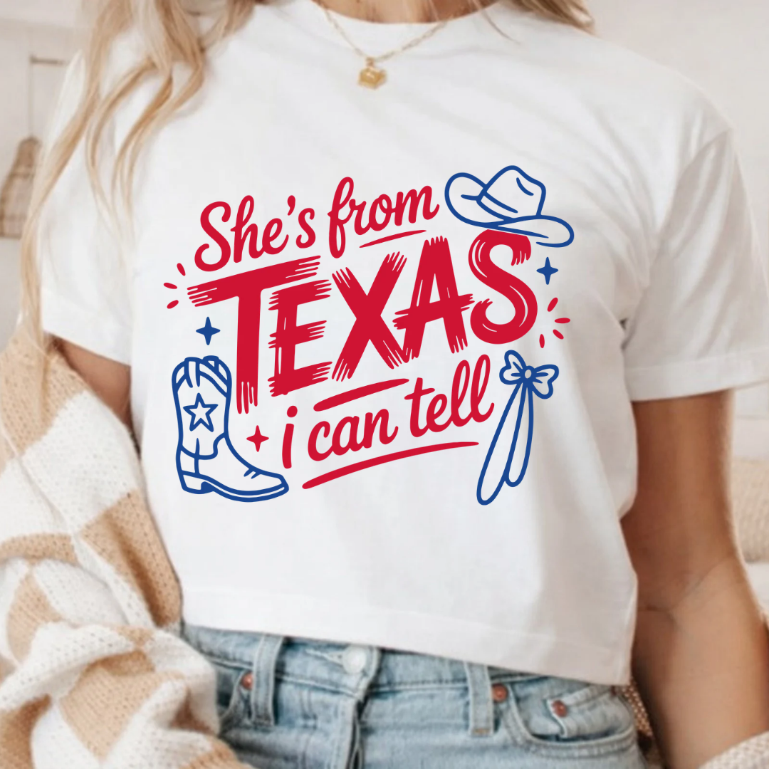 She's from Texas crop tee