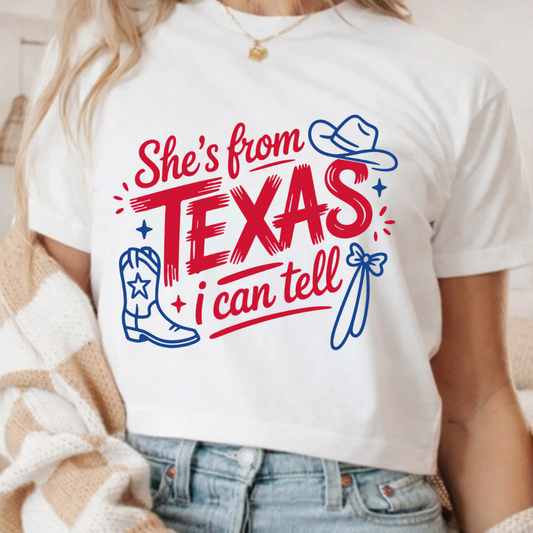 She's from Texas crop tee